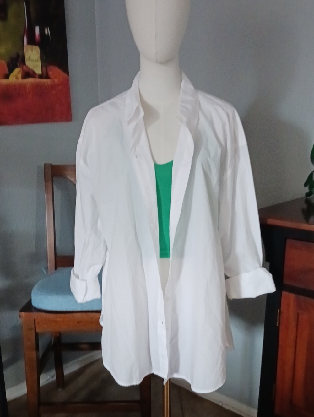 NEW! White Women's Oversized Button-Up Shirt